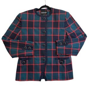 Vintage Executive Collection Red/Navy/Green Blazer Jacket Tailored Sz 14